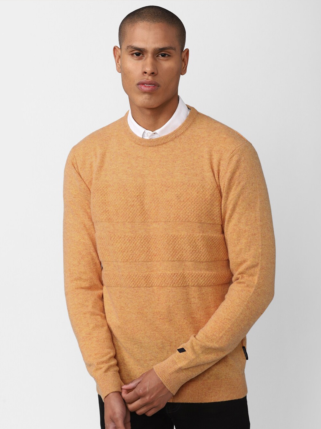 

Van Heusen Sport Men Orange Ribbed Cashmere Cotton Pullover