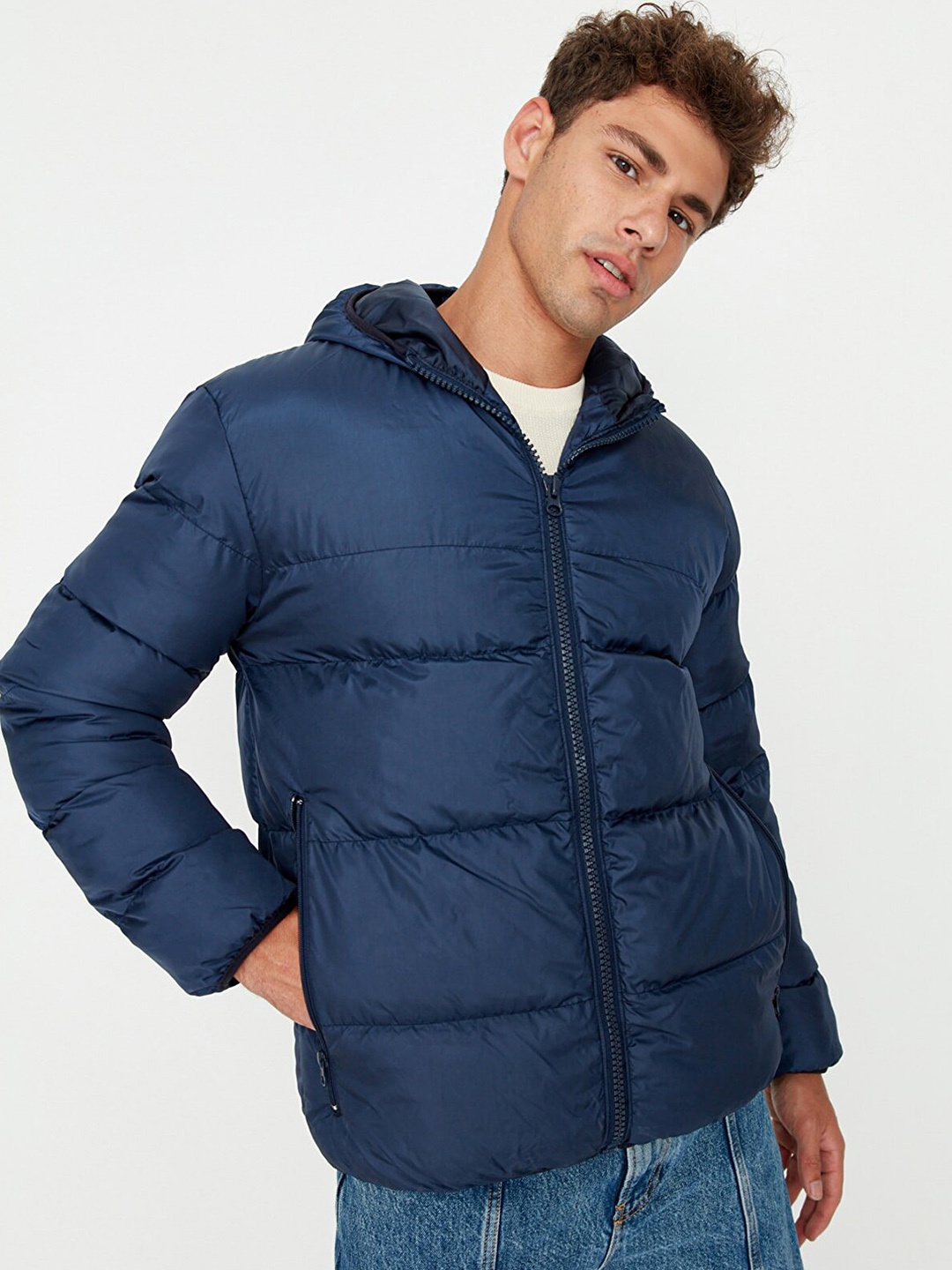 

Trendyol Men Blue Solid Puffer Jacket