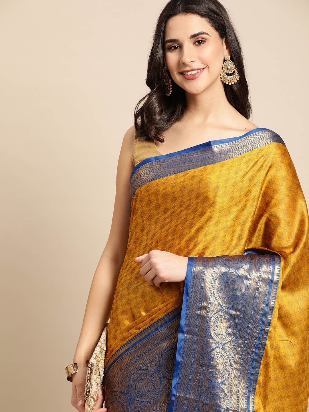 

FASHDEAL Floral Pure Cotton Saree, Yellow