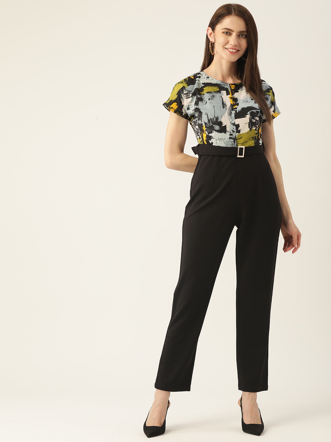 

Magnetic Designs Black Printed Basic Jumpsuit