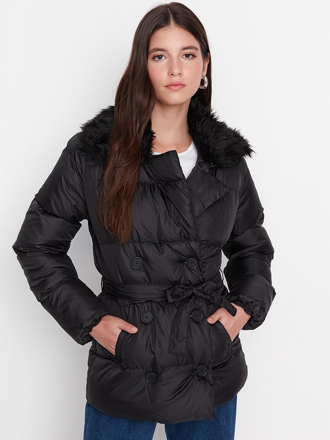 

Trendyol Women Black Longline Puffer Jacket