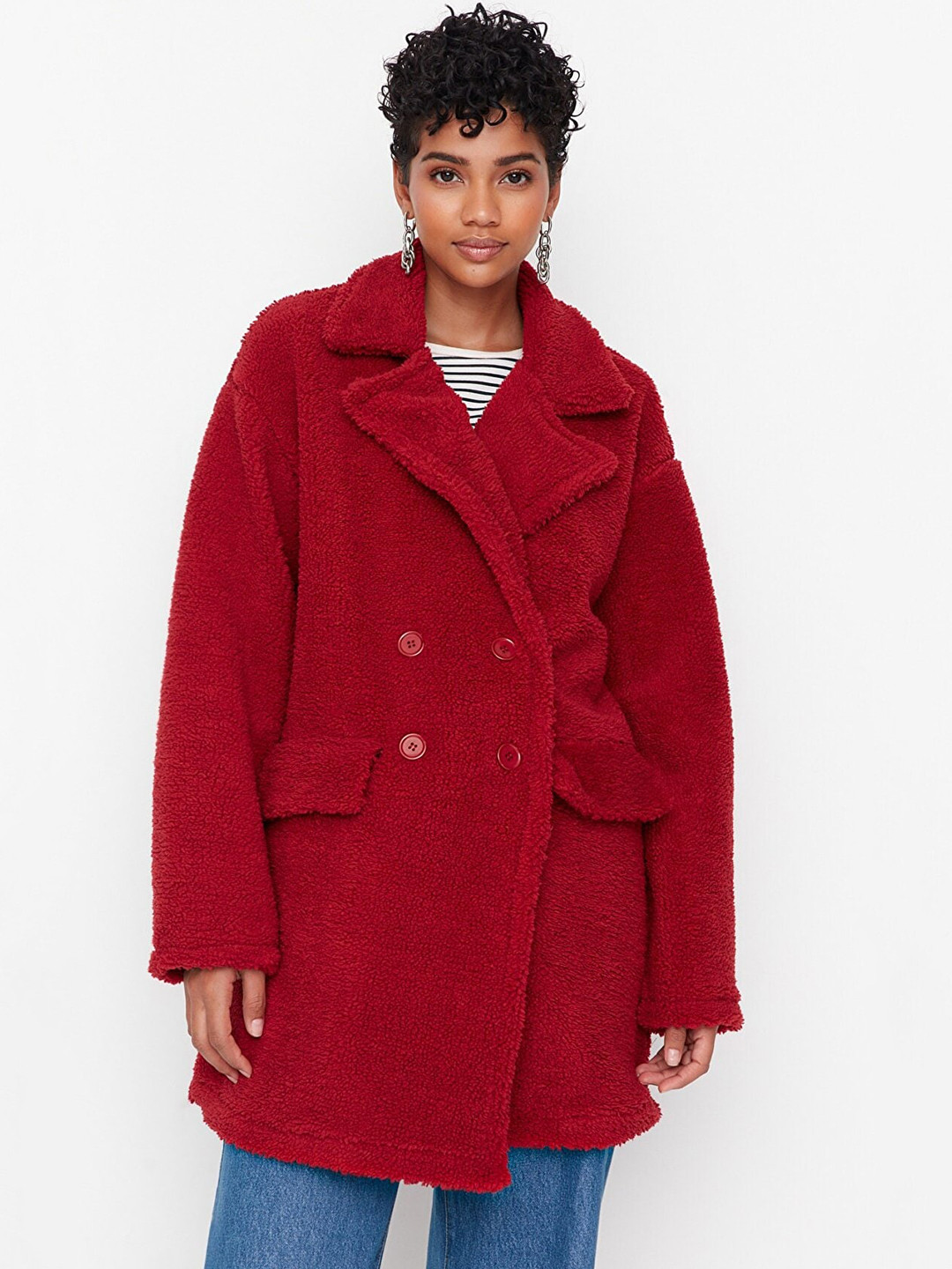 

Trendyol Women Burgundy Solid Trench Coats