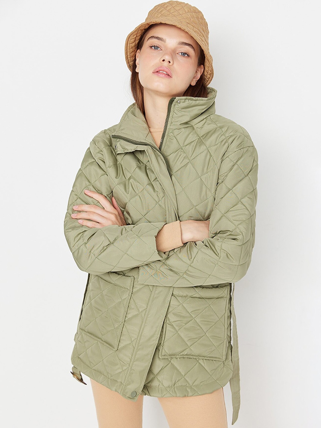 

Trendyol Women Green Quilted Jacket
