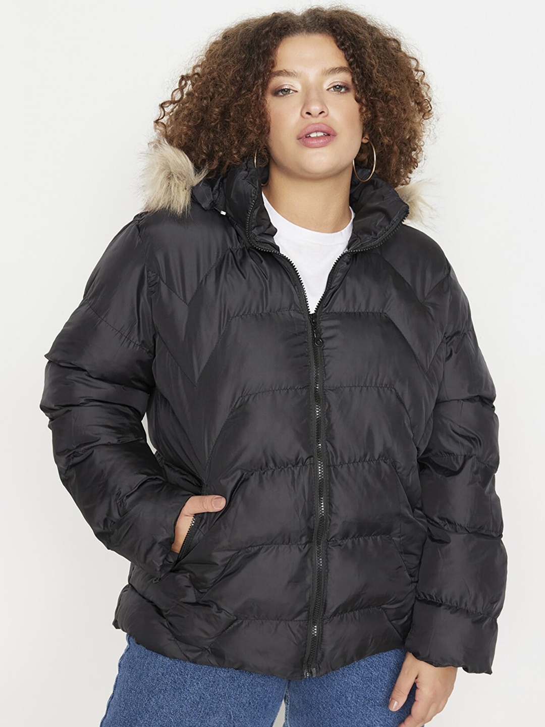 

Trendyol Women Black Solid Puffer Jacket