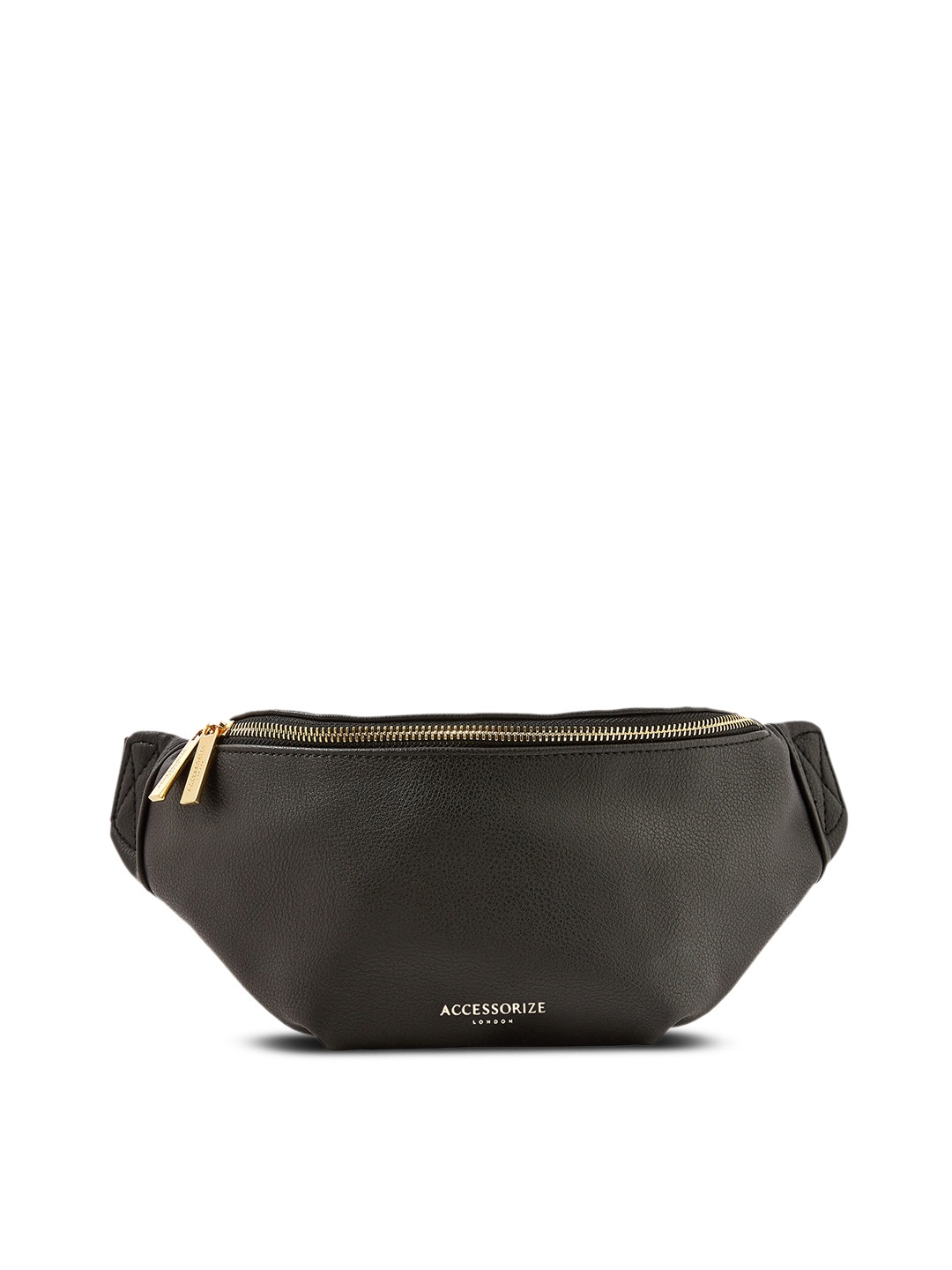 

Accessorize London Women's Faux Leather Black Large Zip Bumbag