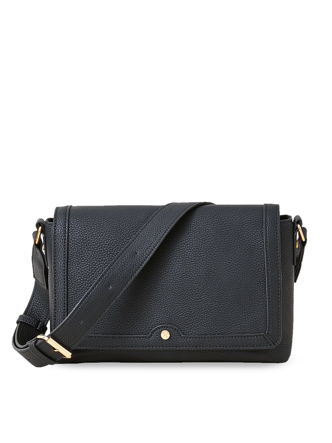 

Accessorize London Women Faux Leather Large Flap Sling Bag, Black