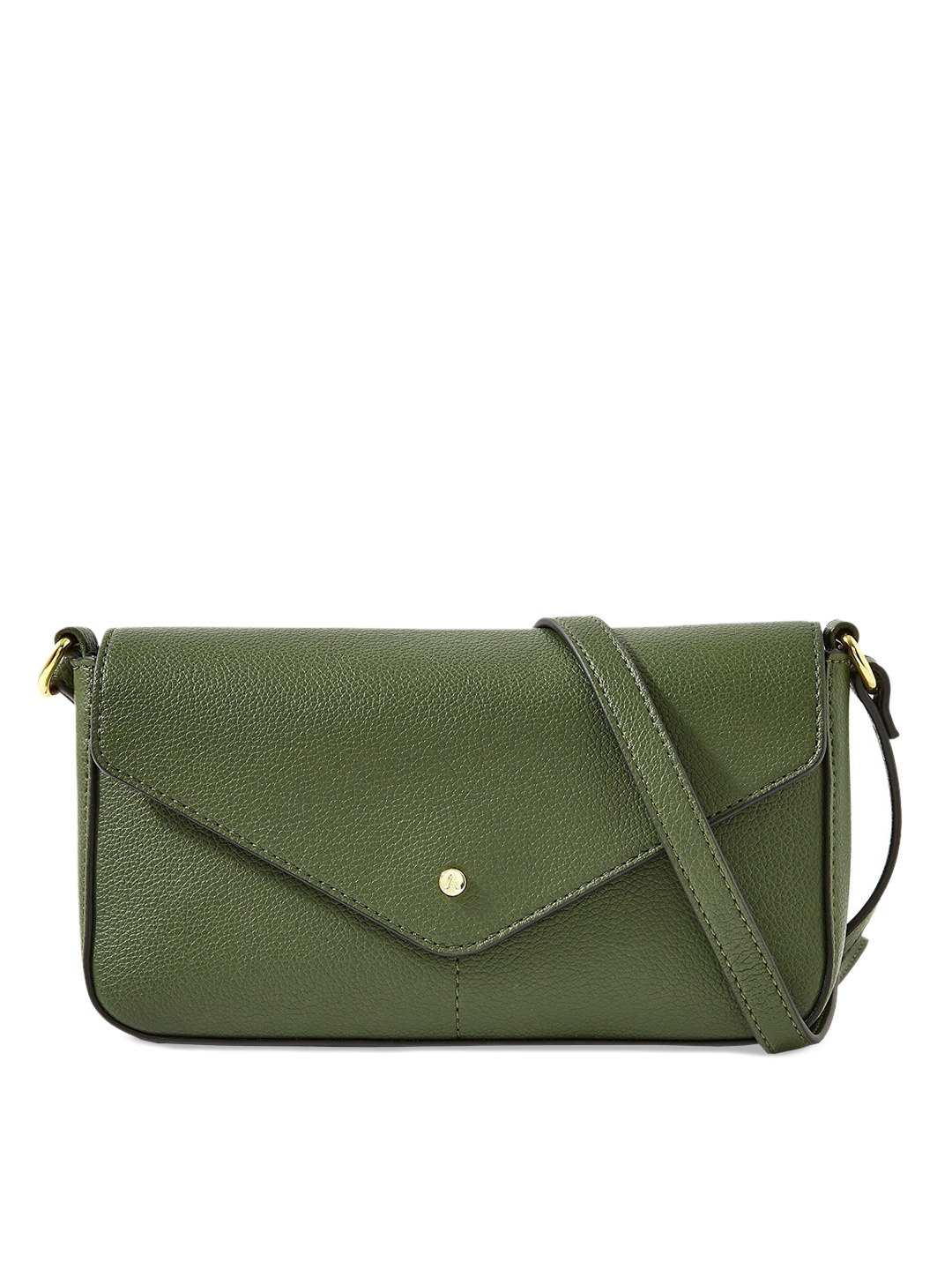 

Accessorize London Women Faux Leather Envelope Charm Sling Bag, Khaki