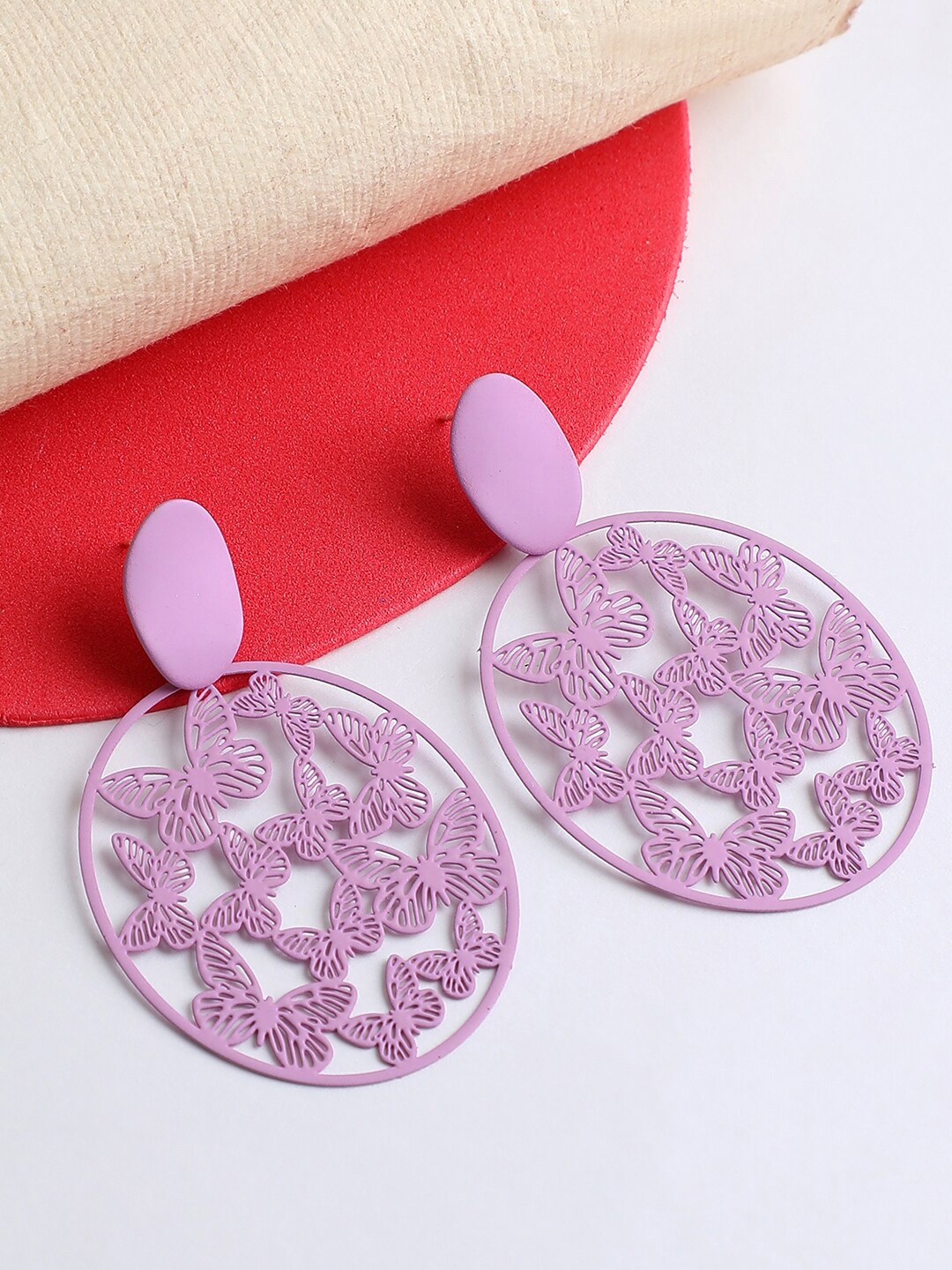 

SOHI Purple Contemporary Drop Earrings