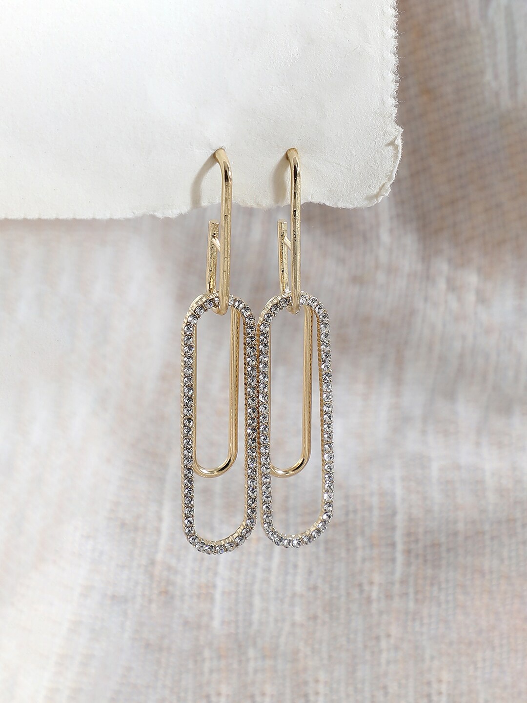 

SOHI Gold-Toned Contemporary Drop Earrings