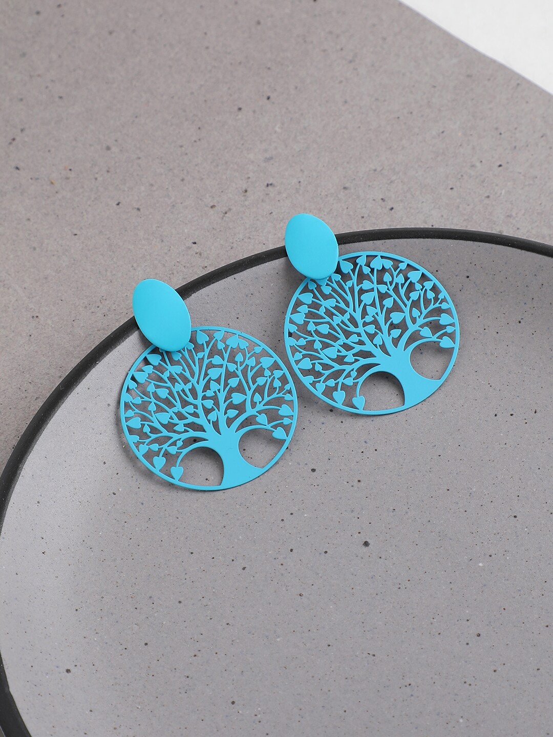 

SOHI Blue & Gold Plated Contemporary Drop Earrings