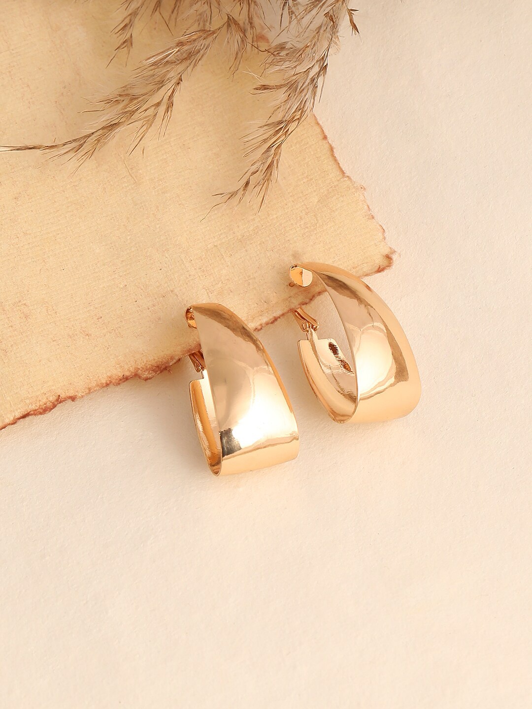 

SOHI Gold-Toned Contemporary Half Hoop Earrings