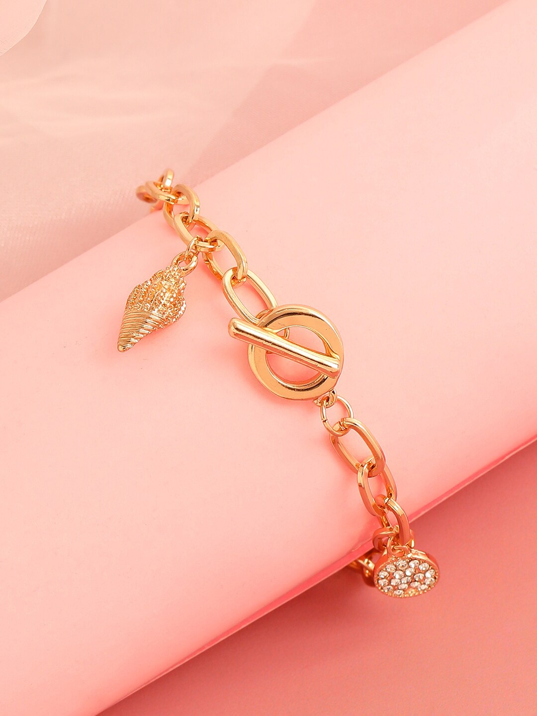 

SOHI Women Gold-Toned & White Gold-Plated Link Bracelet