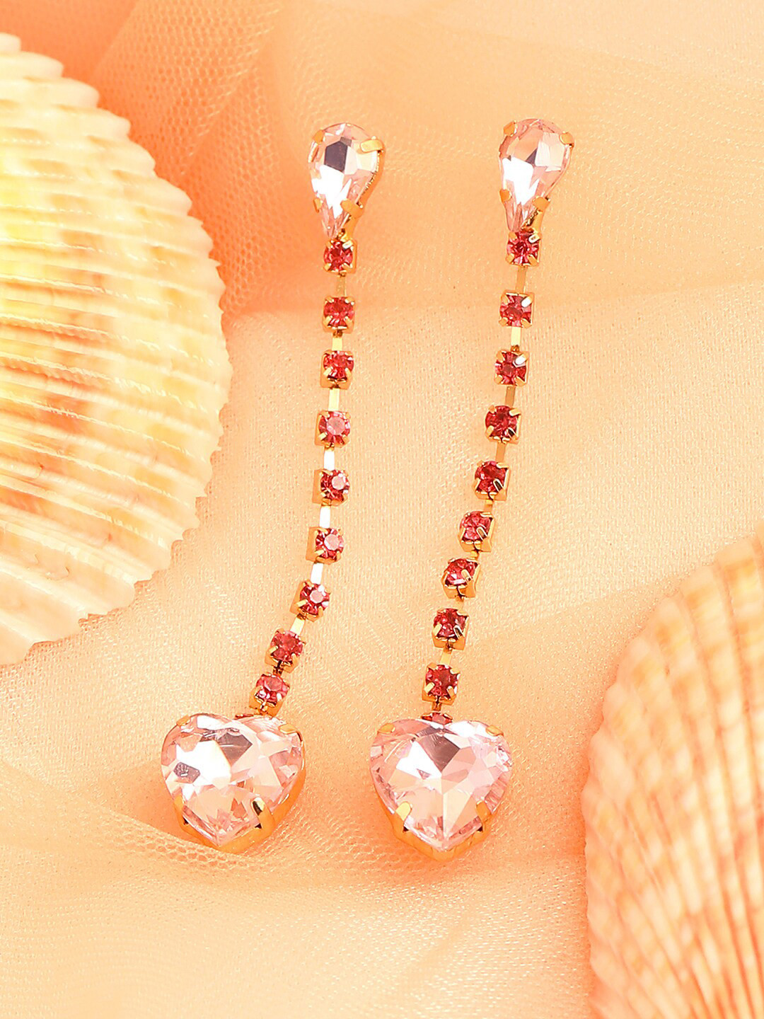 

SOHI Women Pink Gold Plated Drop Earrings
