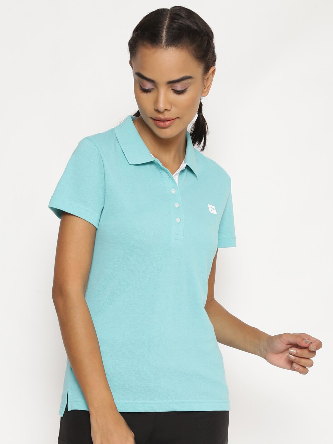 

UNPAR Women Blue Polo Collar T-shirt