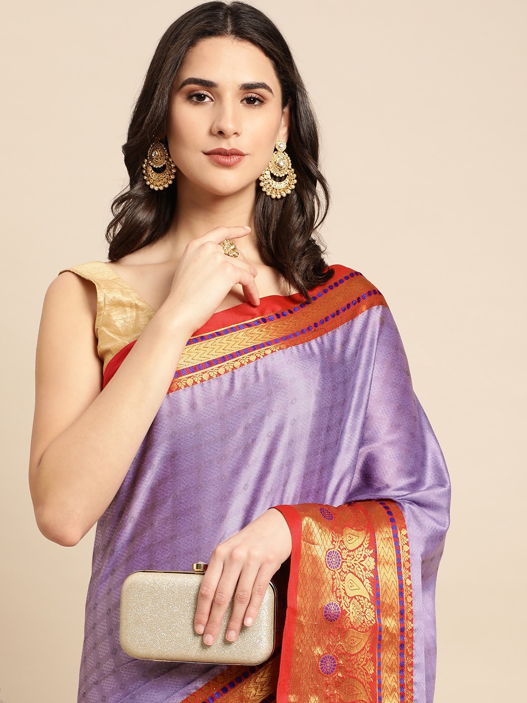 

FASHDEAL Lavender Floral Pure Cotton Saree