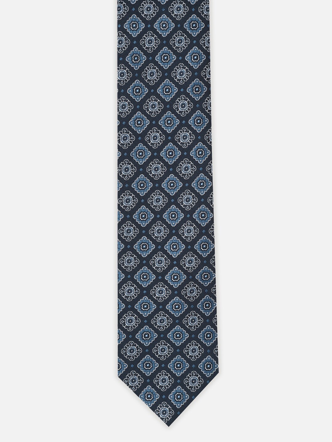 

Van Heusen Men Navy Blue & Off White Printed Skinny Tie