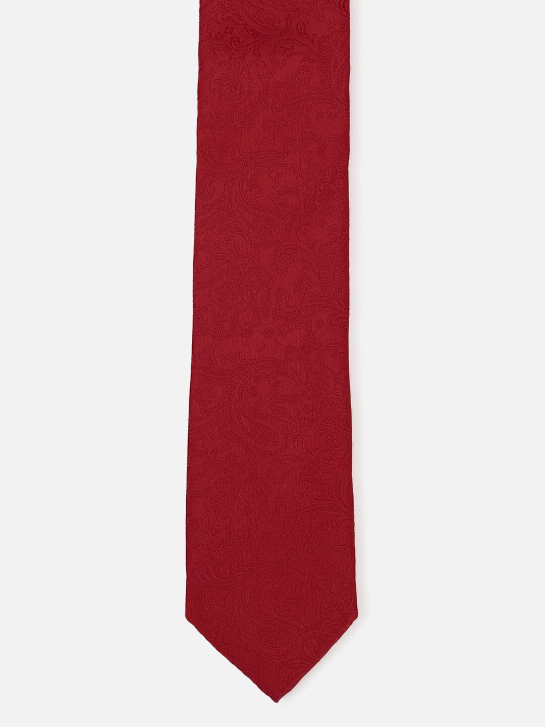 

Van Heusen Men Red Woven Design Skinny Tie