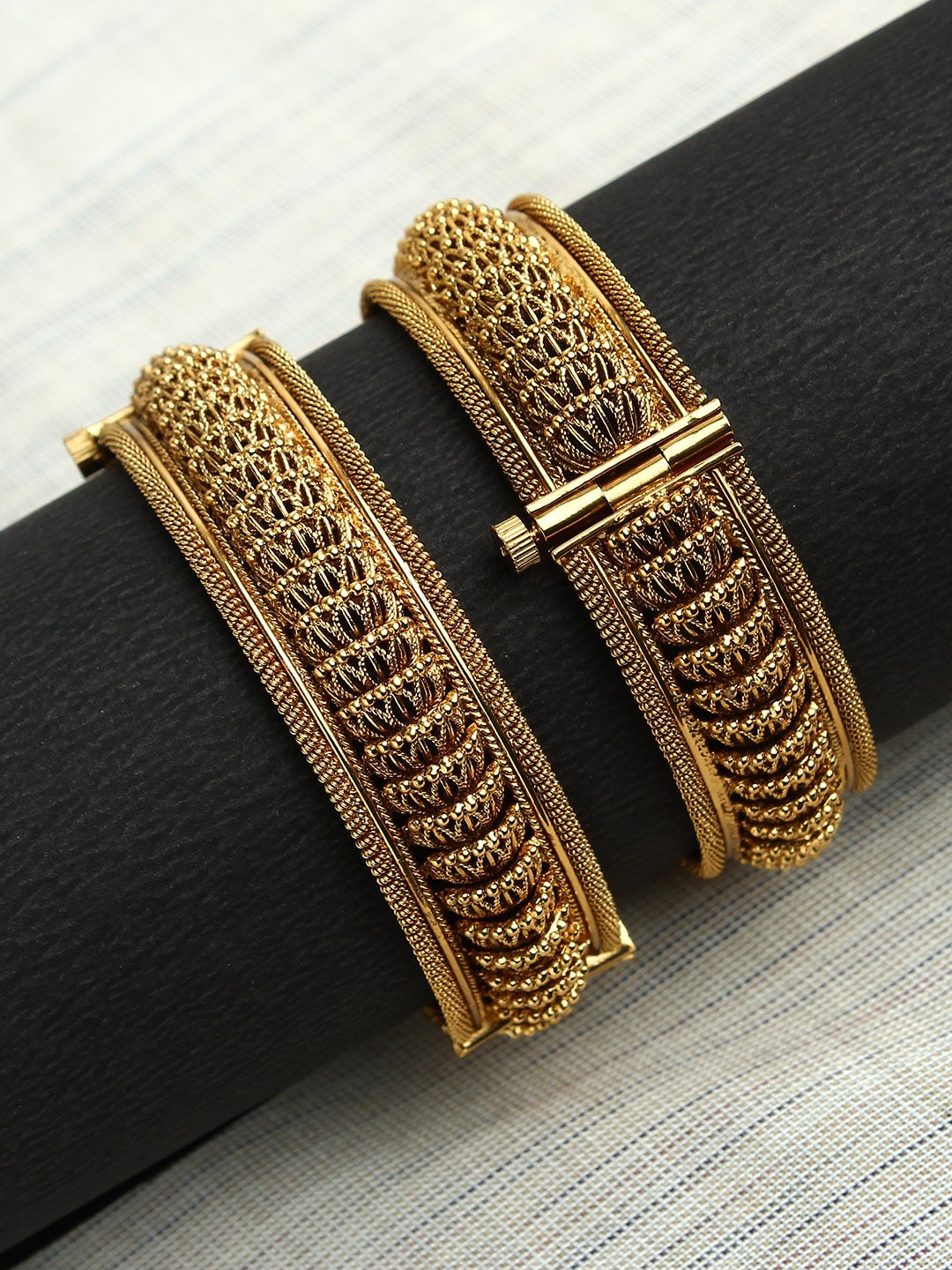 

Adwitiya Collection Set Of 2 24k Gold-Plated Embellished Bangles