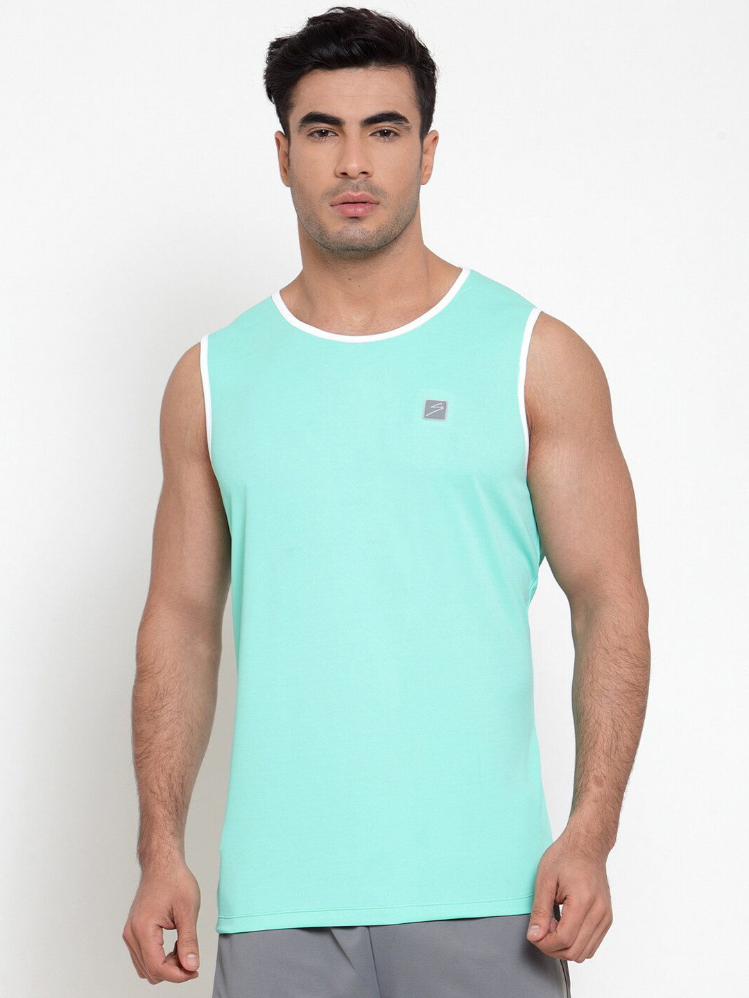 

UNPAR Men Sea Green Sleeveless Gym Vest