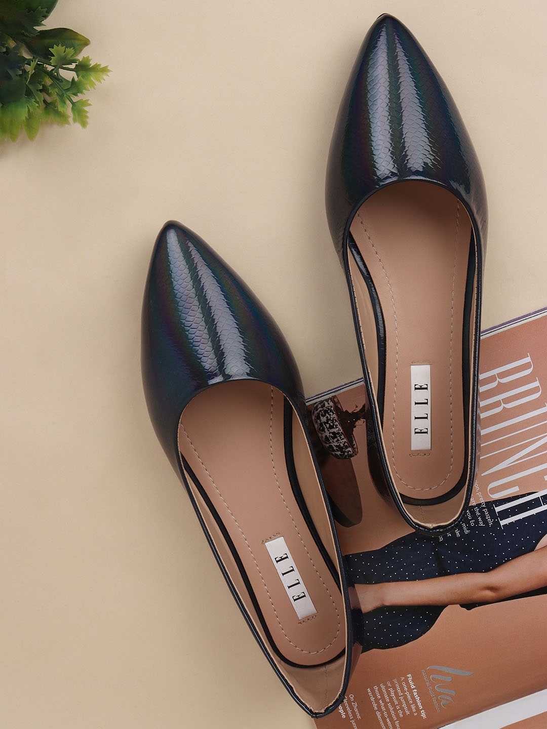 

ELLE Women Blue Printed Ballerinas Flats