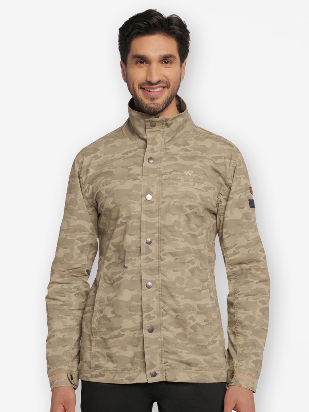 

Wildcraft Men Beige Camouflage Water Resistant Cotton Tailored Jacket