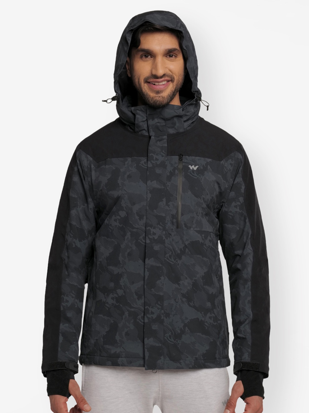 

Wildcraft Men Black Camouflage Mountain Skating Sporty Jacket