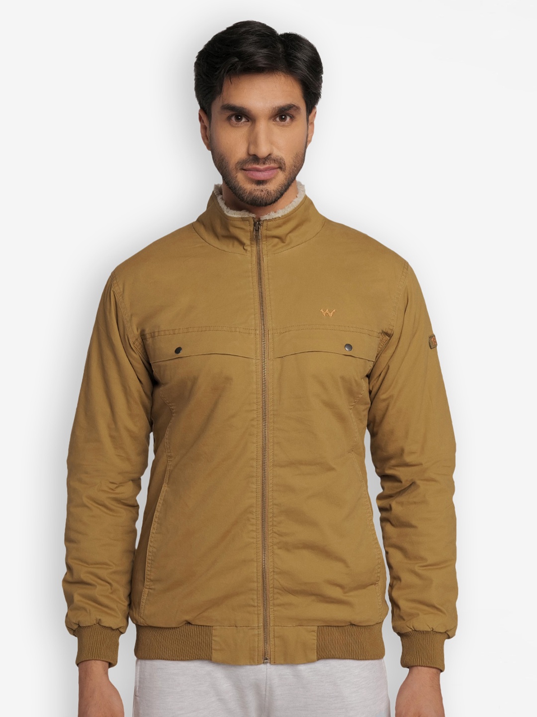 

Wildcraft Men Khaki Typography Printed Water Resistant Outdoor Cotton Bomber Jacket