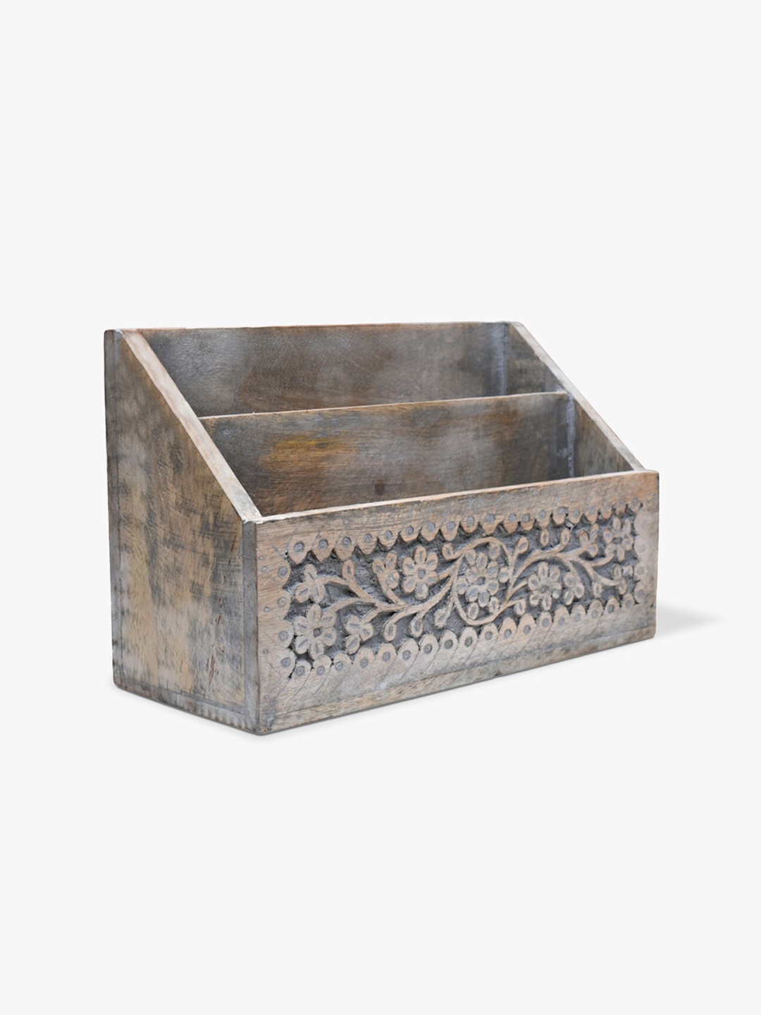 

CASA DECOR Grey Printed Wooden Cutlery Holder