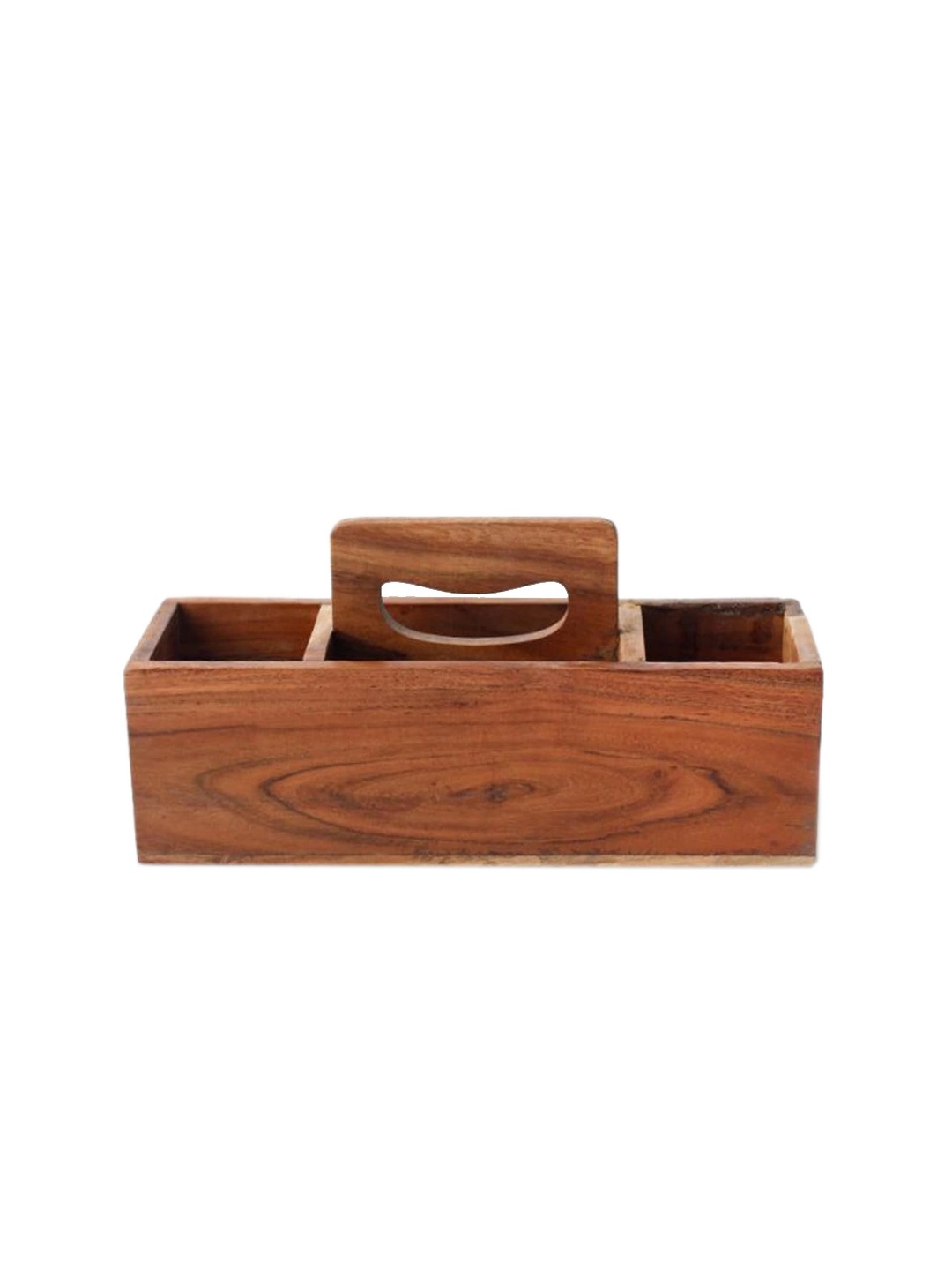 CASA DECOR Brown Solid Wooden Cutlery Holder