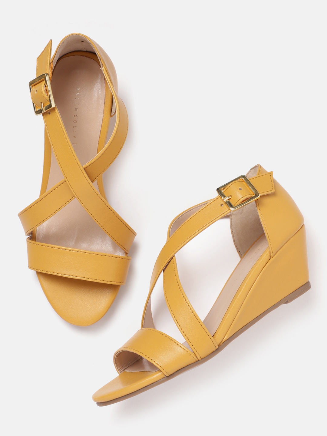 

Allen Solly Women Strappy Wedge Heels, Mustard