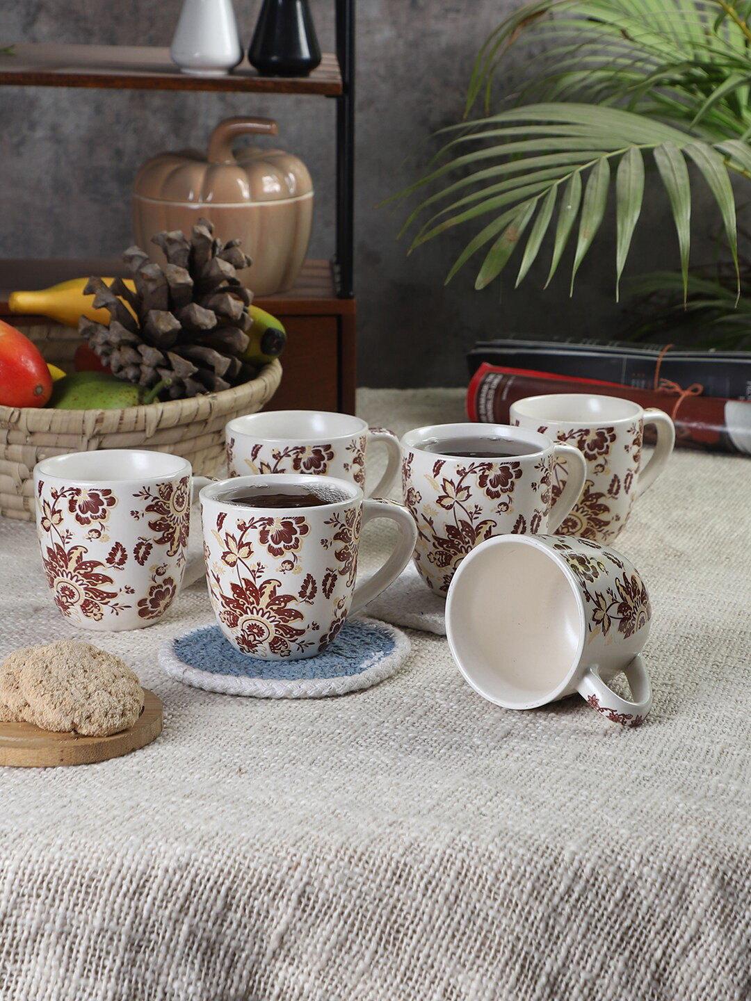 

CDI 7 Pieces Dish washer And Microwave Safe Ceramic Matte Mugs With Wooden Tray, White