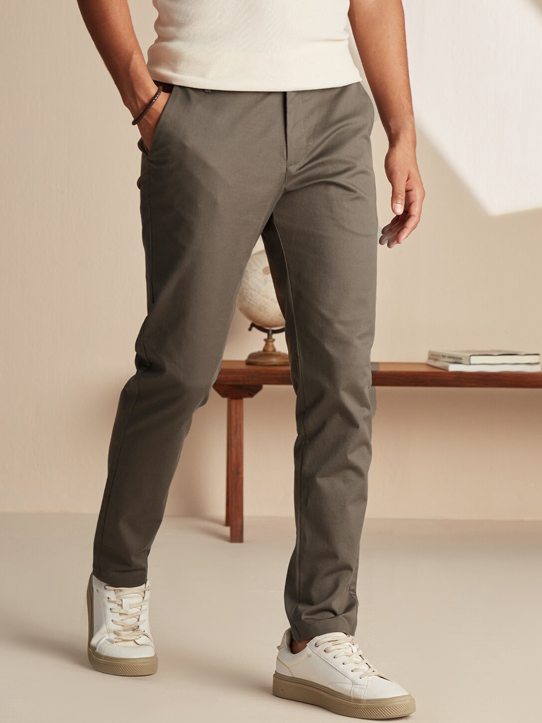 

Andamen Men Brown Slim Fit Cotton Chinos Trouser