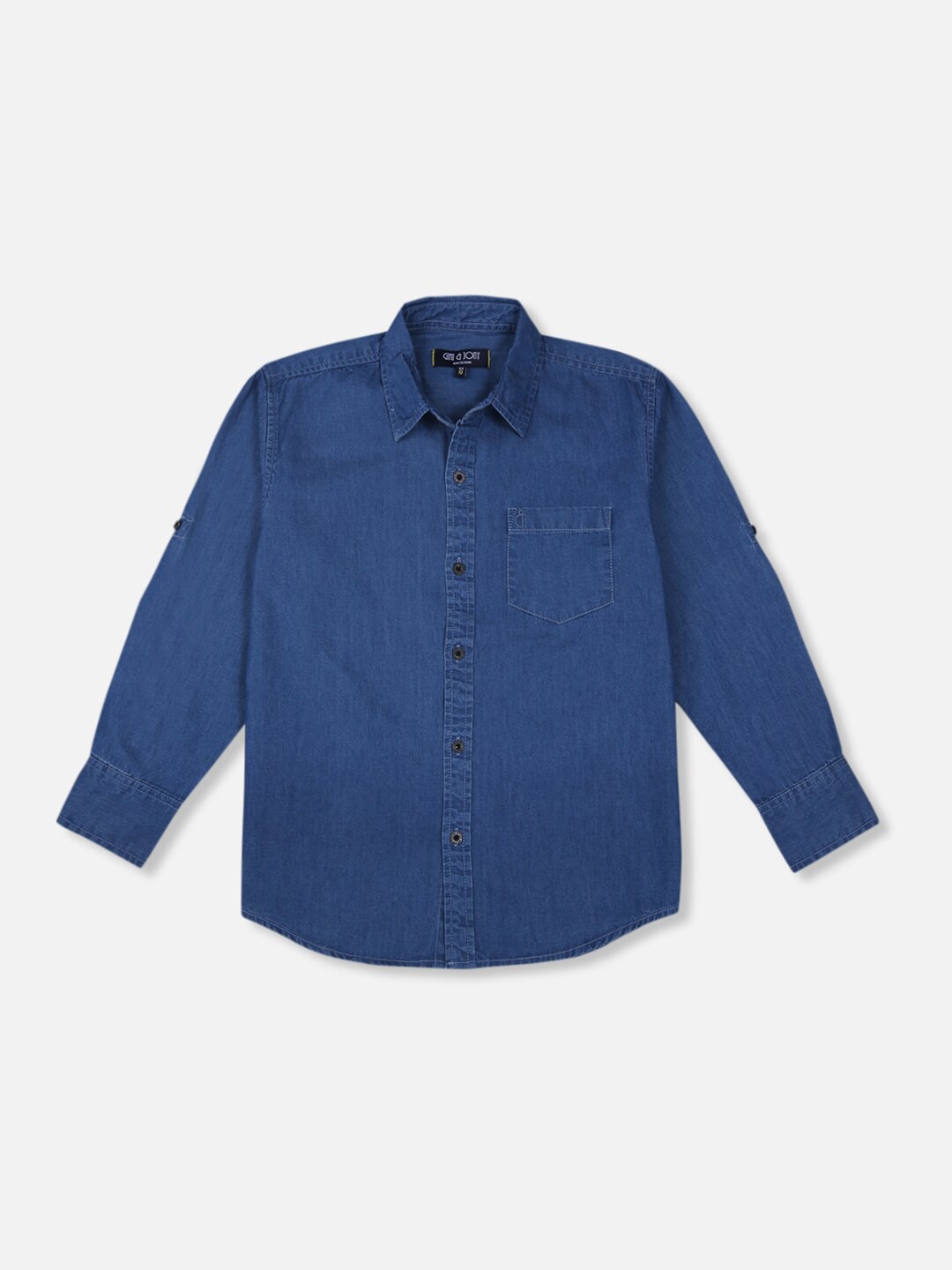 

Gini and Jony Boys Blue Solid Cotton Casual Shirt