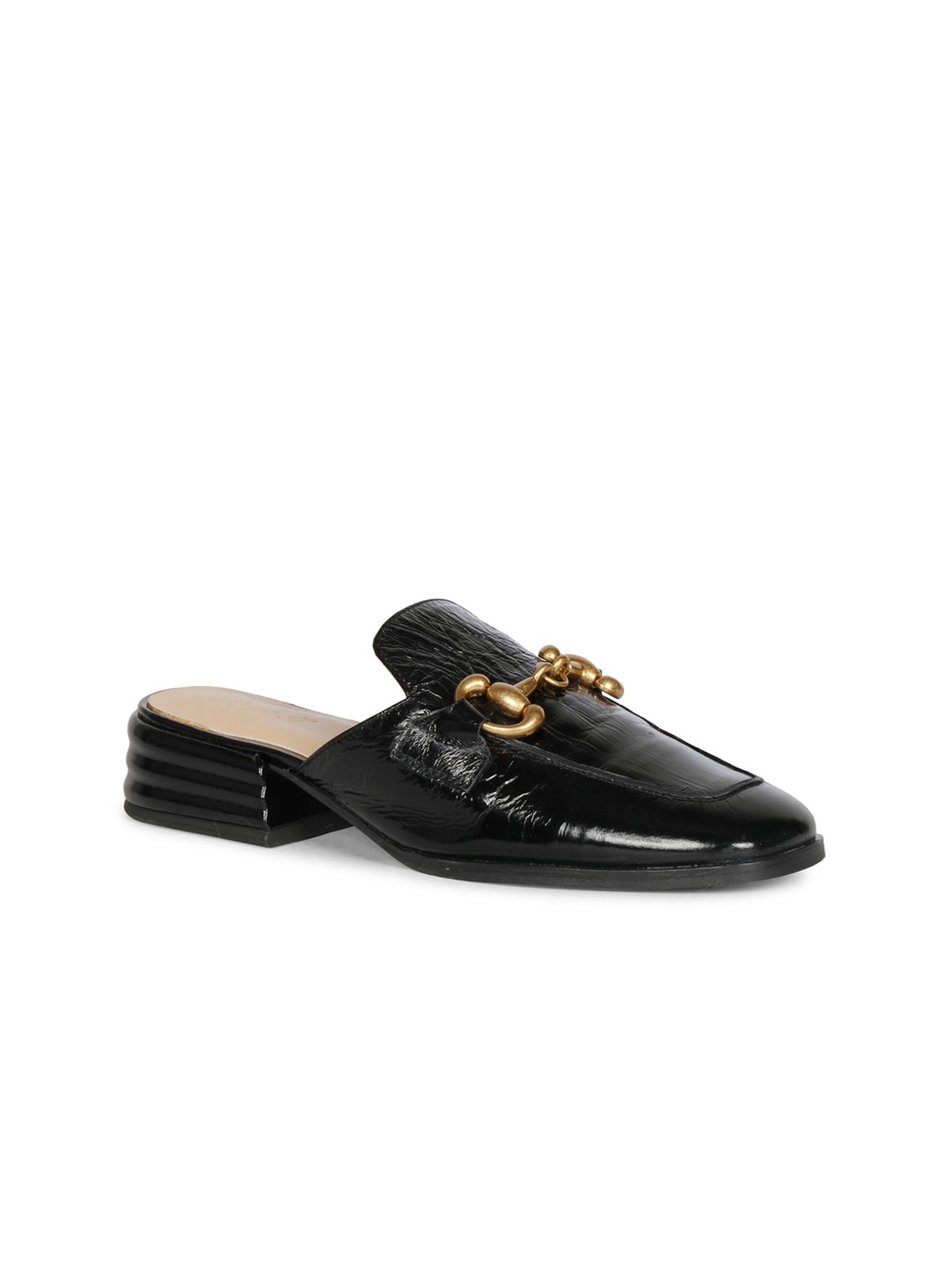 

Saint G Women Black Leather Block Mules