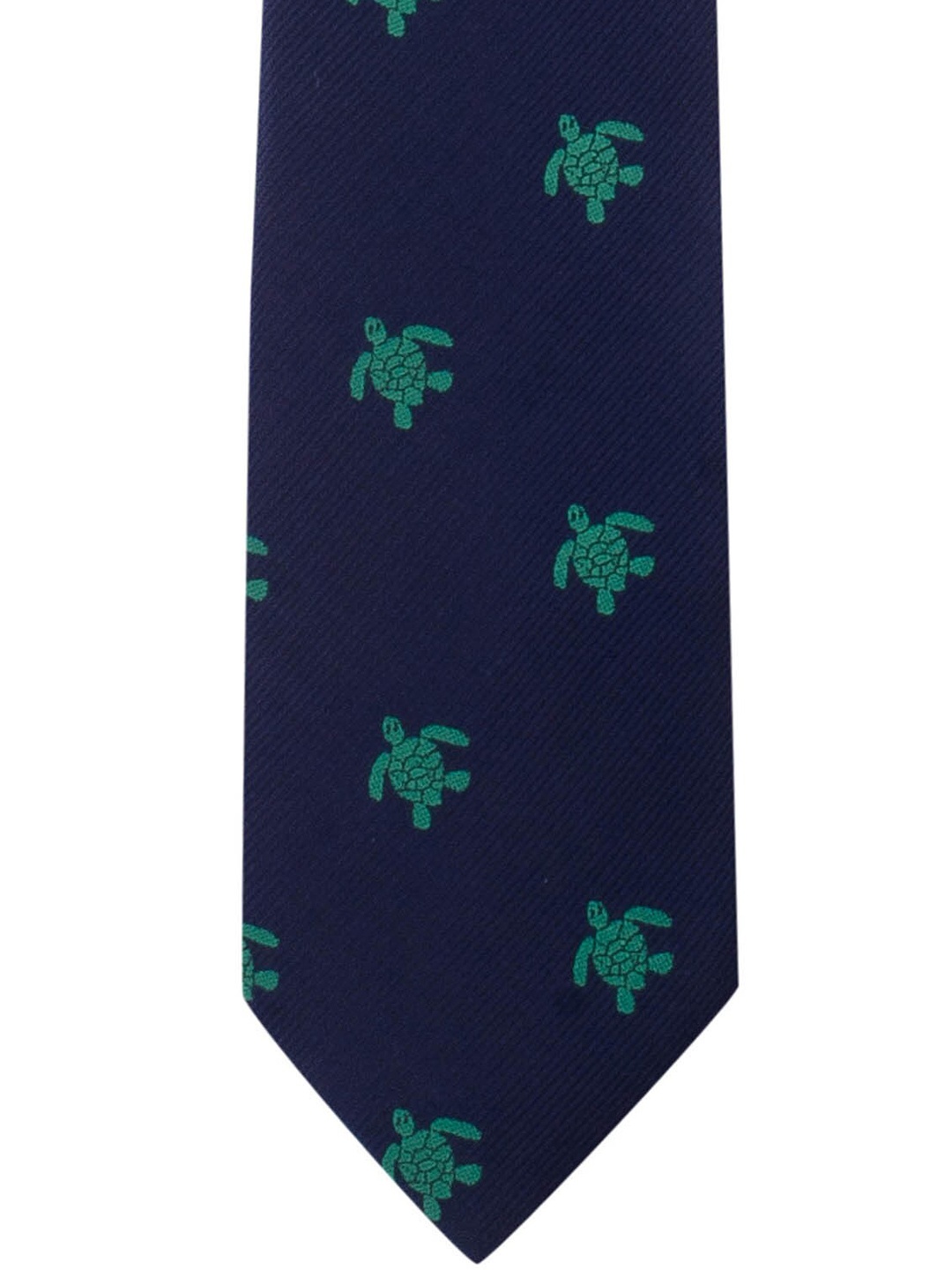 

The Tie Hub Men Navy Blue & Green Woven Design Broad Tie