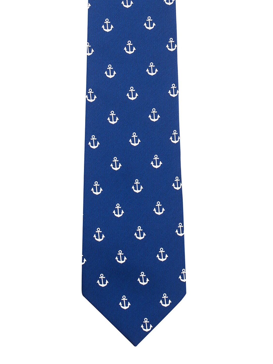 

The Tie Hub Men Blue & White Woven Design Broad Tie
