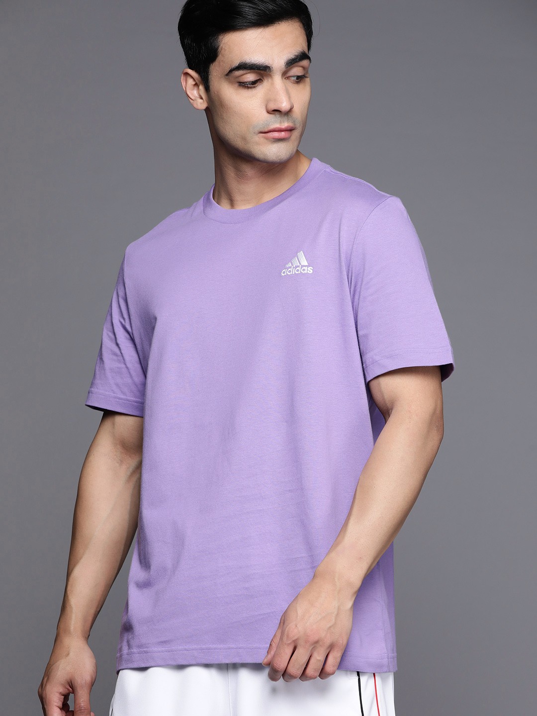 

ADIDAS Single Jersey Small Logo Pure Cotton T-shirt, Lavender