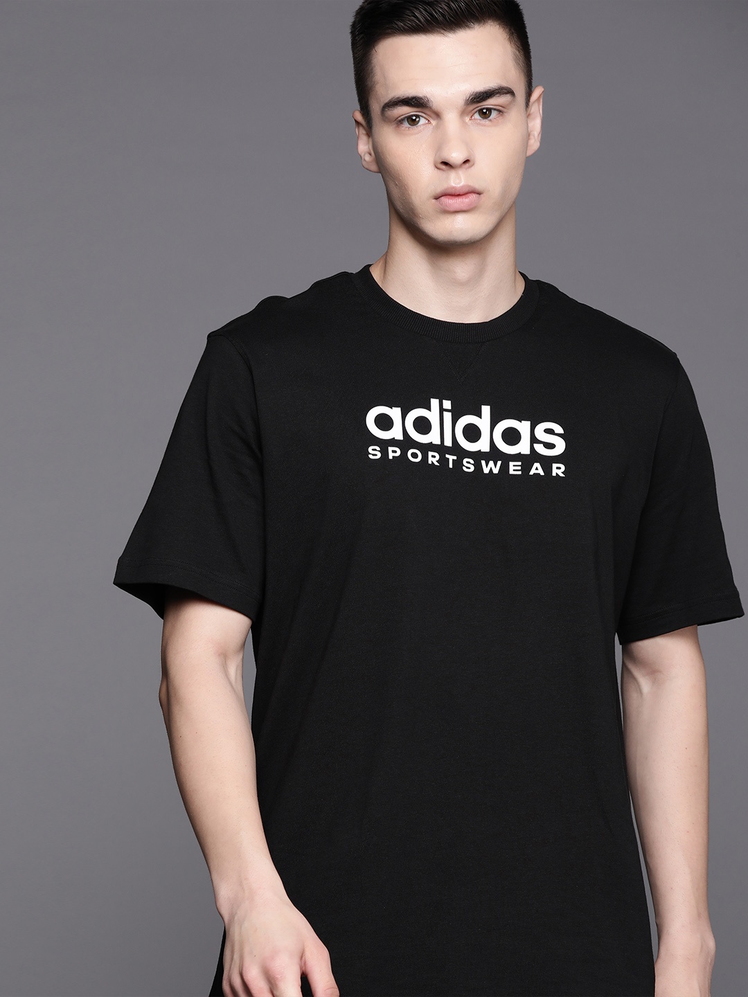 

ADIDAS All Szn Brand Logo Printed Relaxed Fit Pure Cotton Loose T-shirt, Black