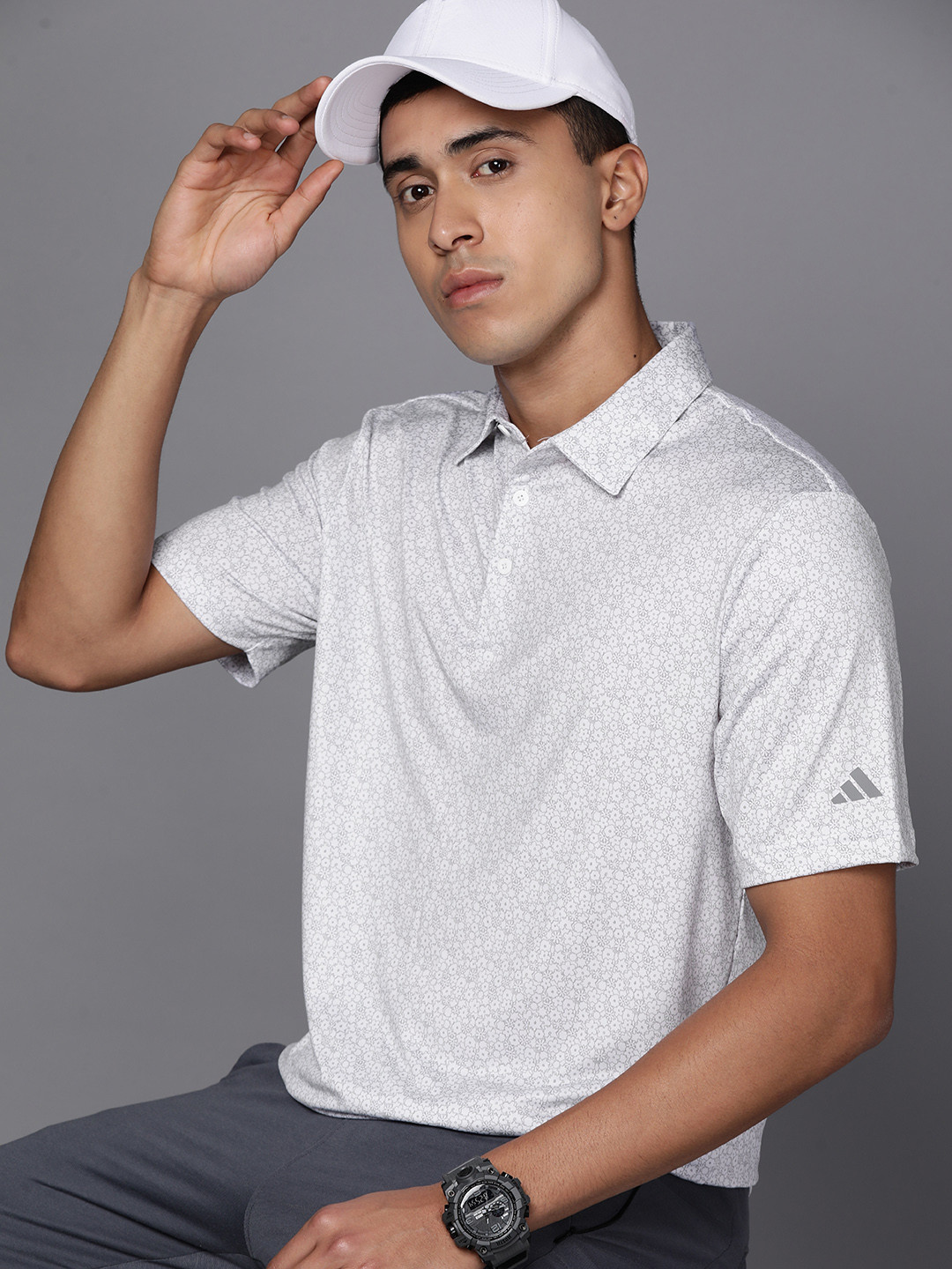 

ADIDAS Ultimate 365 All over Golf Floral Printed Polo Collar T-shirt, White