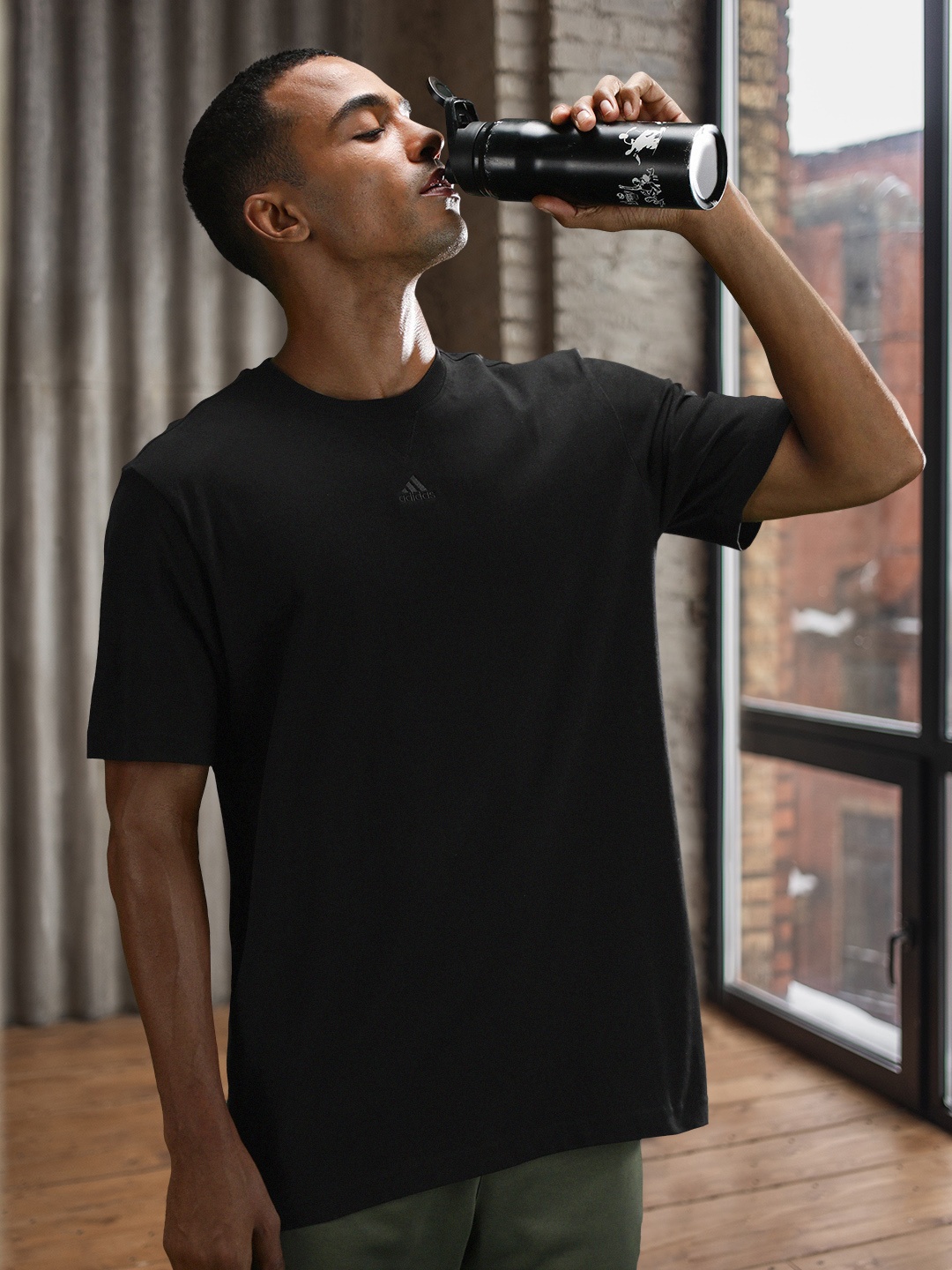 

ADIDAS Oversized Fit Pure Cotton T-shirt, Black