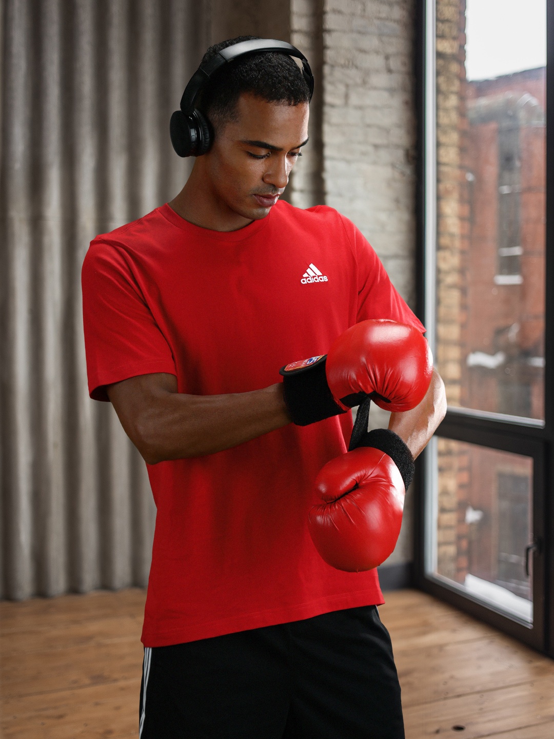 

ADIDAS Men Solid SL SJ Pure Cotton T-shirt, Red