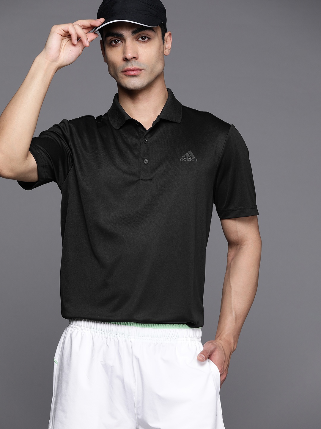 

ADIDAS Men Solid Golf LC Polo Collar T-shirt, Black