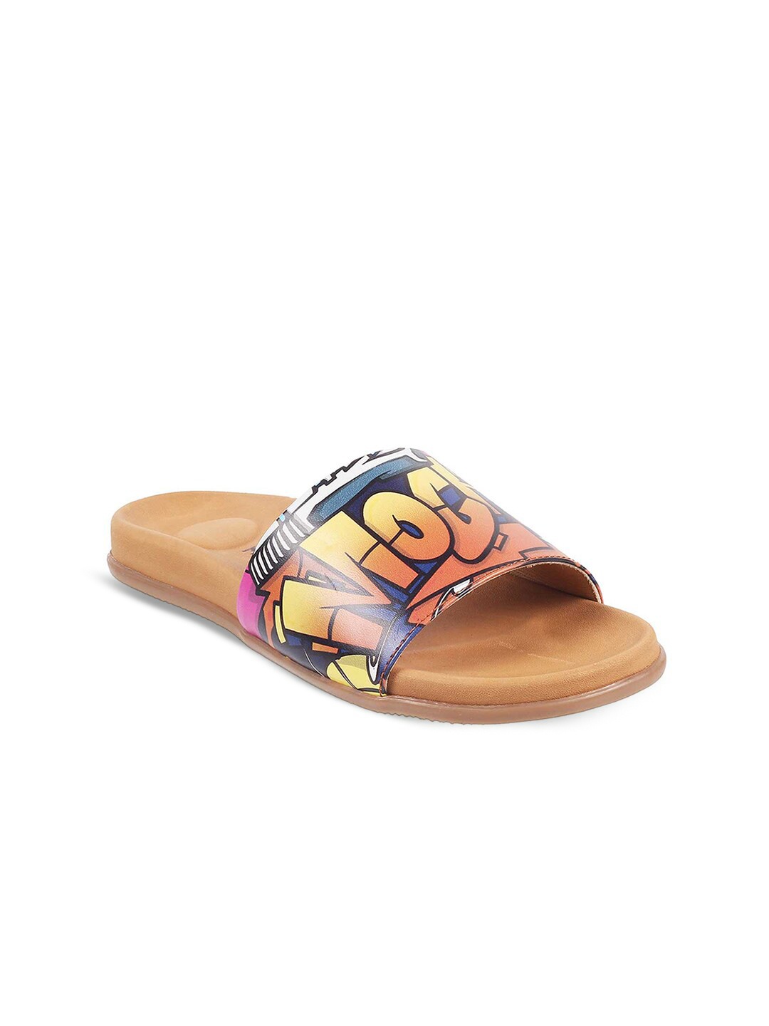 

Metro Women Tan Graffiti Printed Sliders