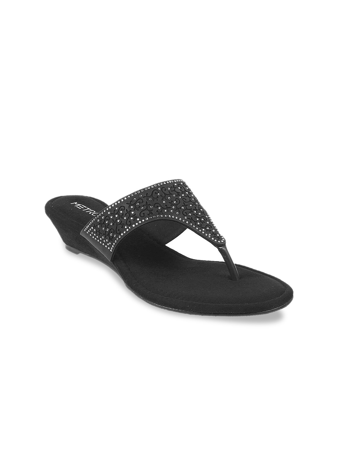 

Metro Women Black Embellished Wedge Heels