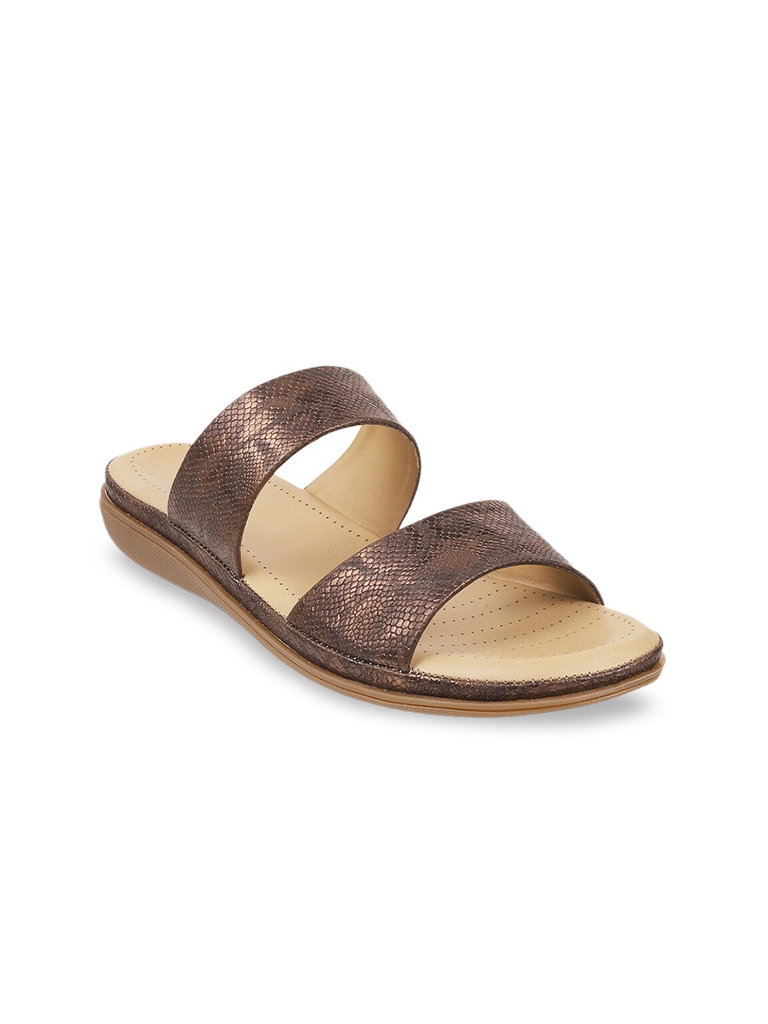 

Metro Women Gold-Toned Colourblocked Open Toe Flats