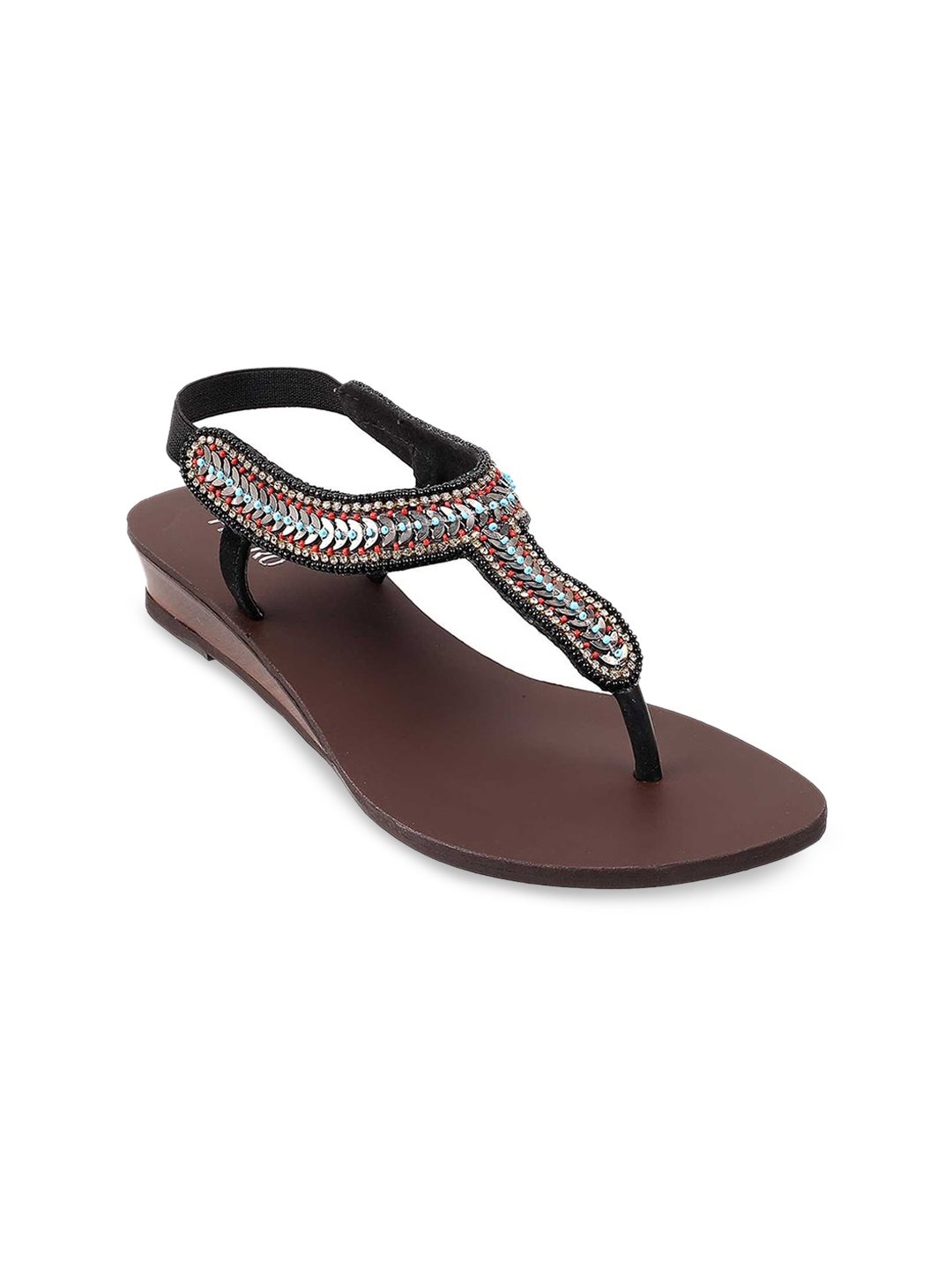 

Metro Women Black Embellished Wedge Heels