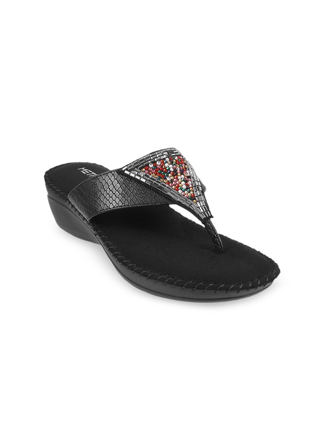 

Metro Women Black Embellished Wedge Heels