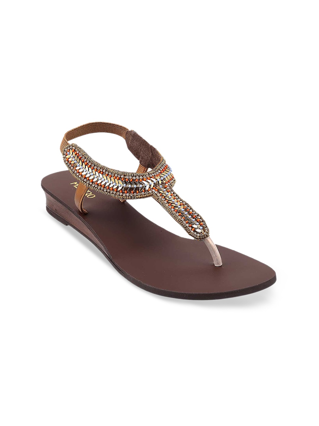 

Metro Women Gold-Toned Embellished Wedge Heels