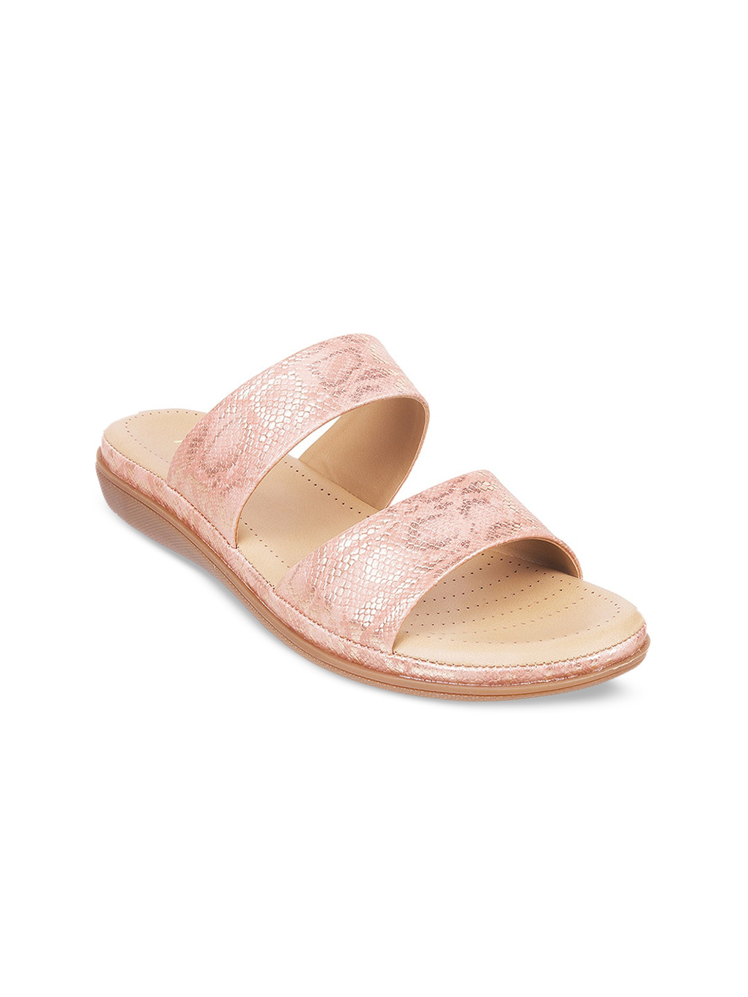 

Metro Women Pink Textured Open Toe Flats