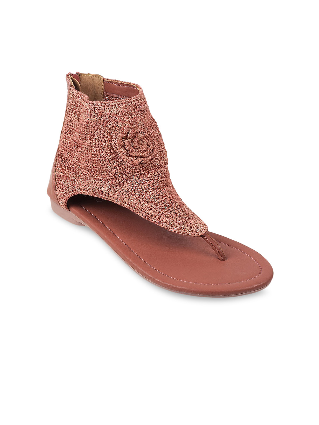 

Metro Women Peach-Coloured T-Strap Flats